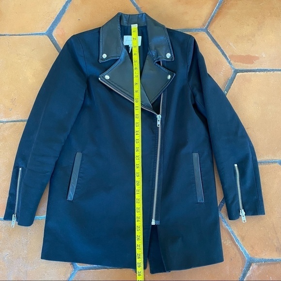 SANDRO Paris Zipped Biker Moto Lamb Leather  / Cotton Jacket Size 38  US 6 8 - Picture 6 of 9